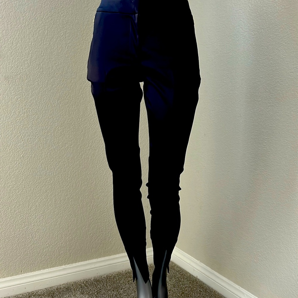 Black satin pants with front slits 💕